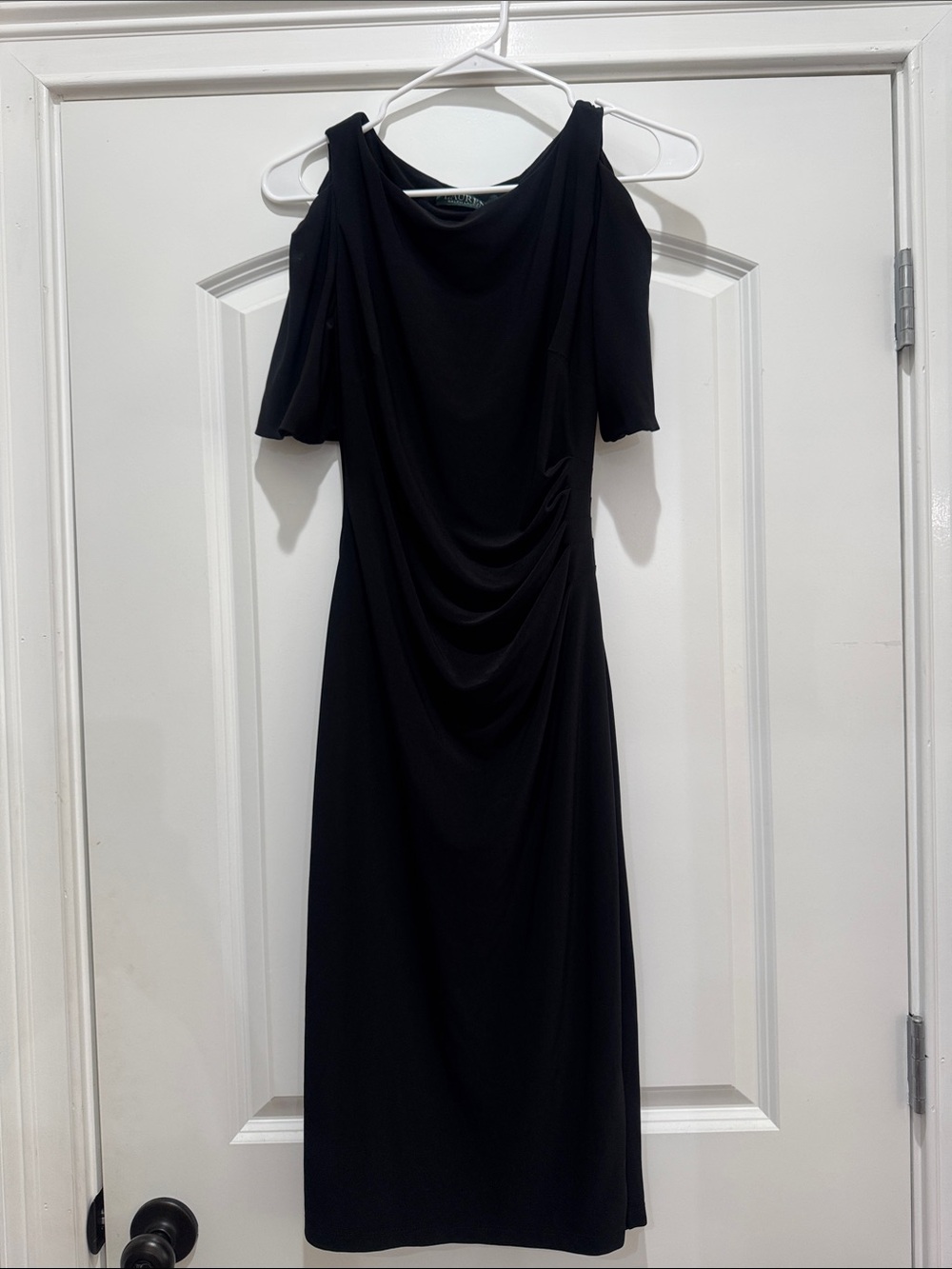 Lauren Ralph Lauren Black Cold-Shoulder Midi Dress